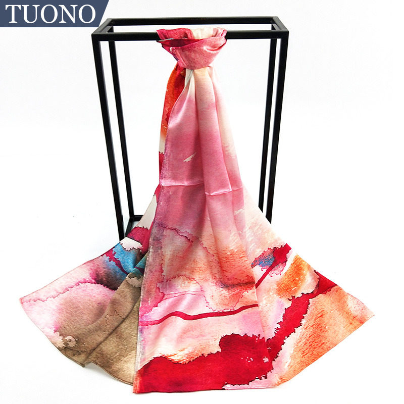 TUONO托诺真丝长巾百搭桑蚕丝围巾女冬季配饰 时尚长巾送礼礼盒