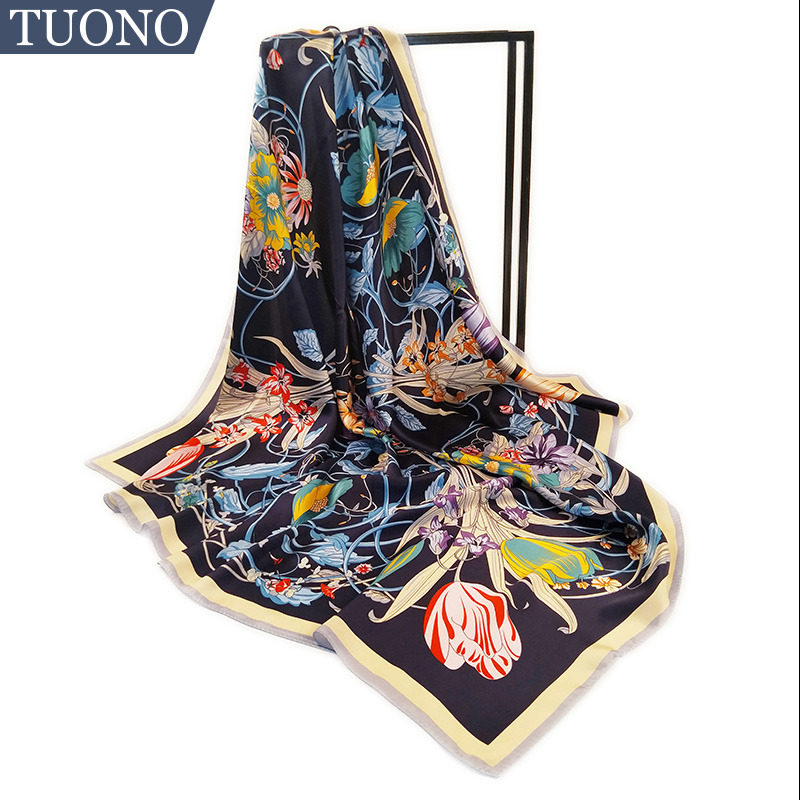 TUONO托诺真丝围巾桑蚕丝巾女冬季外搭小披肩大方巾民族风流苏