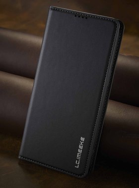 LC.imeeke适用三星A56细纹皮套A34手机壳S24 Ultra磁吸翻盖S22+保护套S23FE全包S21FE插卡皮壳A15防摔S25软壳