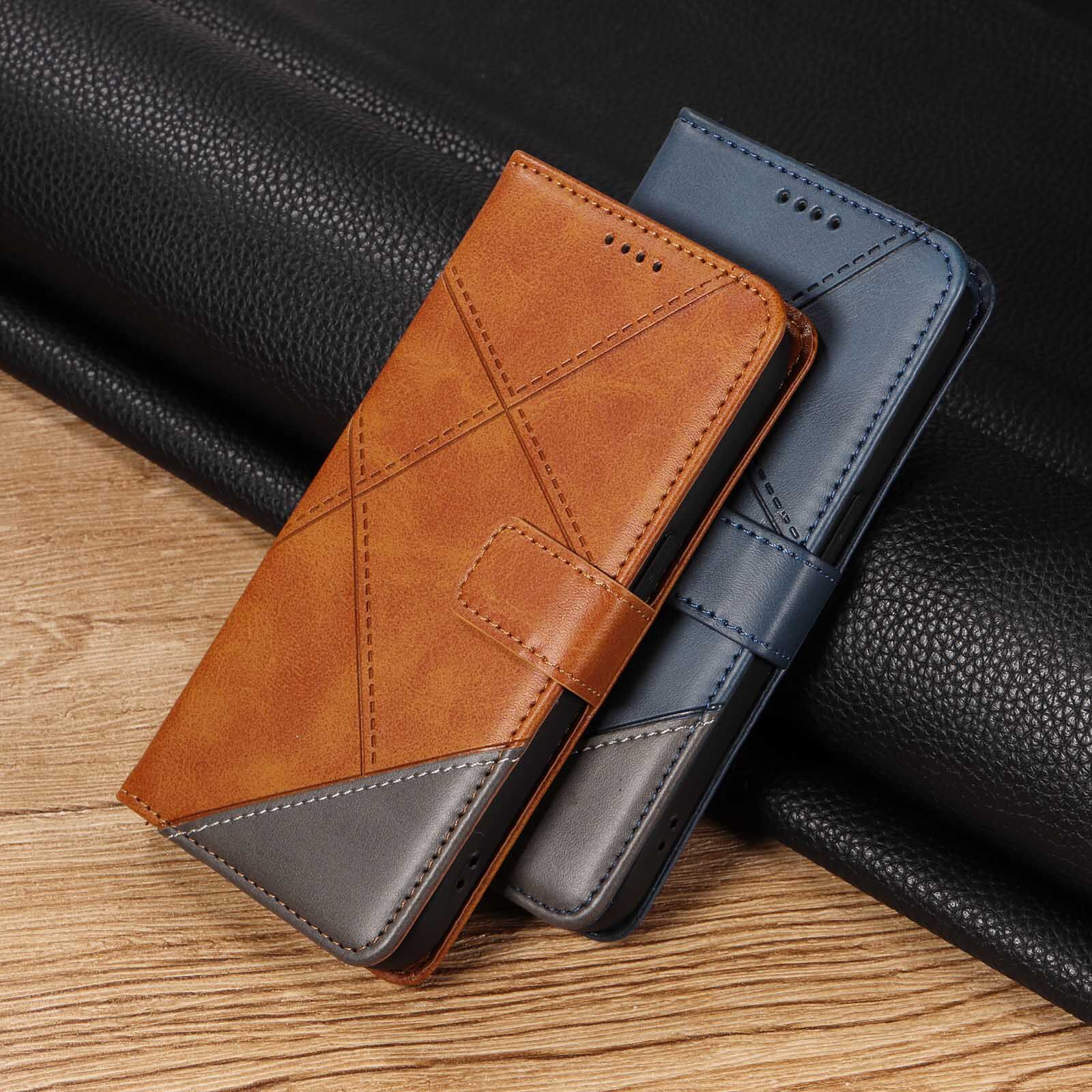 适用一加12R手机壳1+Nord CE4双色拼接皮套ACE 3V菱形格纹保护套oneplus9钱夹插卡皮壳CE2 Lite全包N20软壳