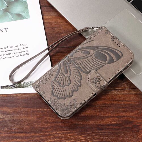 适用谷歌9ProXL压花纹凤尾蝶手机壳7A钱夹插卡7Pro磁扣皮套Pixel8全包保护套8A挂绳保护壳8Pro防摔壳