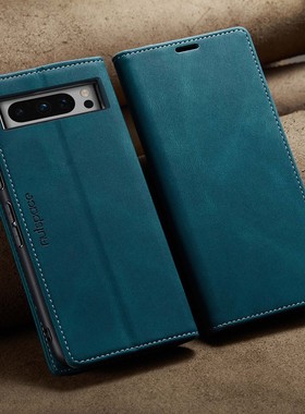 适用Pixel6防盗刷手机壳7A插卡钱夹皮套谷歌8Pro全包保护套Pixel9复古纹翻盖磁吸皮壳