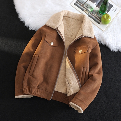 皮毛一体男士冬季加绒加厚夹克