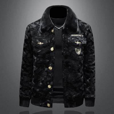 海宁金貂绒外套男皮毛一体