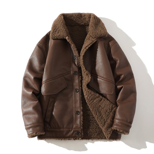 皮毛一体男士冬季大码加绒加厚