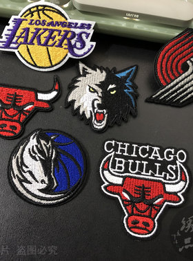 NBA球队湖人魔术贴衣服刺绣布贴
