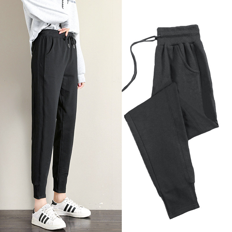 裤子女秋冬加绒运动裤女学生韩版宽松束脚休闲裤黑色直筒显瘦长裤|msdalam kategori Butik wanita / wanita, seluar, seluar santai - dari Buy2taobao.com untuk memberikan perkhidmatan ejen Taobao profesional membeli