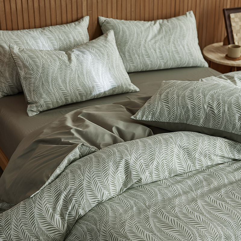 印花绿色花卉全棉四件套 精梳棉斜纹纯棉宿舍三件套被套床单床笠