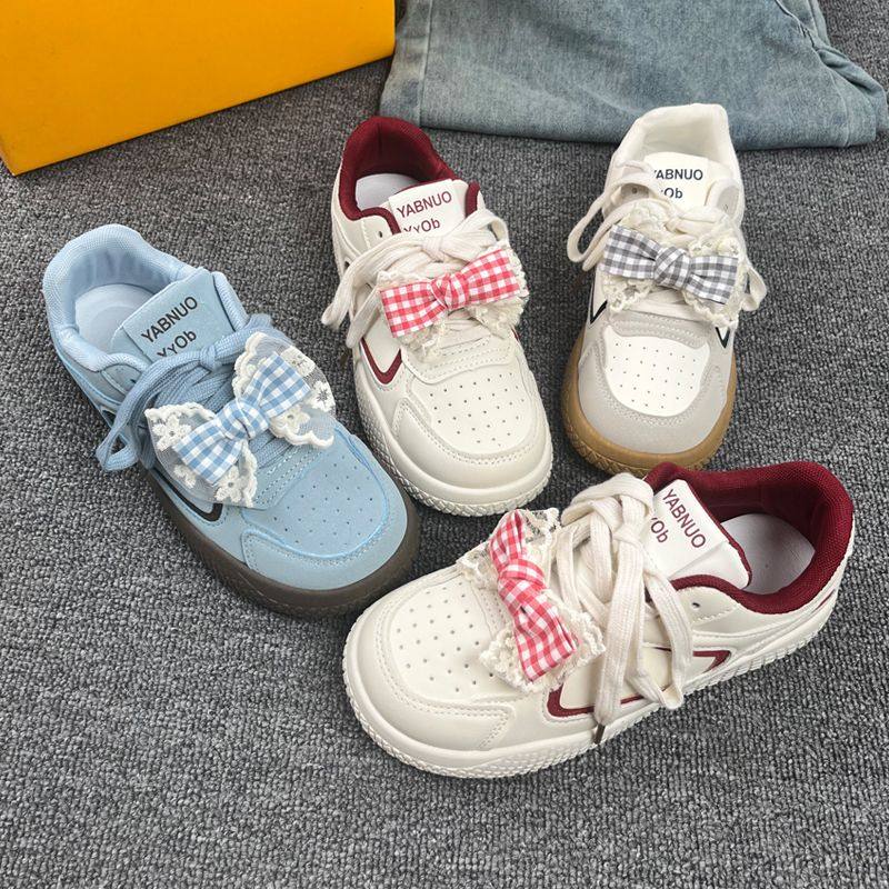 爆款蝴蝶结平底德训小白鞋女2026春秋新款百搭ins小众休闲板鞋,女鞋,休闲板鞋,淘宝优惠券,粉丝福利购,淘宝优惠卷