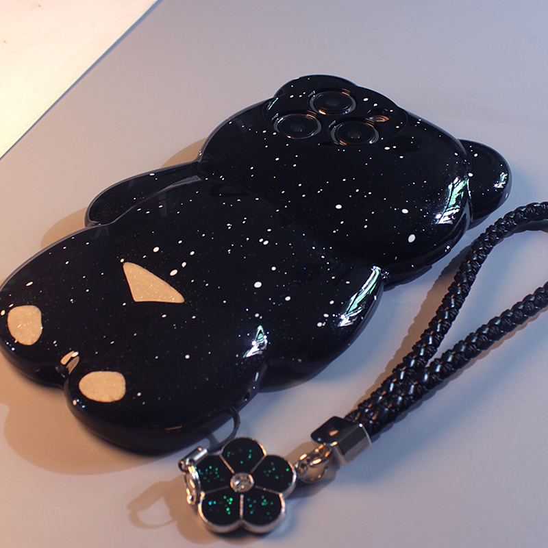 闪粉小熊苹果15硅胶女简约手机壳