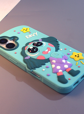 立体绿色慕慕女孩适用iPhone16promax手机壳苹果16保护套15新款14趣味卡通13软硅胶11/12可爱创意15pro防摔套
