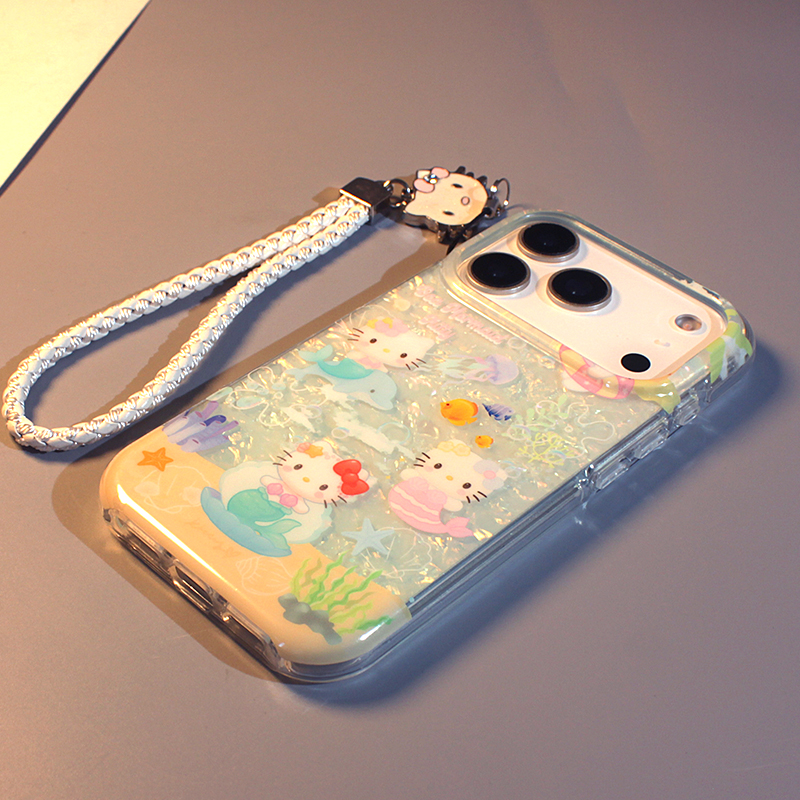 卡通闪粉美人鱼kt猫咪苹果手机壳