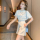 白色镶钻短款 两件套女夏时尚 不规则短袖 减龄休闲运动套装 T恤短裤