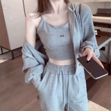 Спортивный костюм для отдыха, модная майка с капюшоном, толстовка с молнией, штаны, комплект, 3 предмета