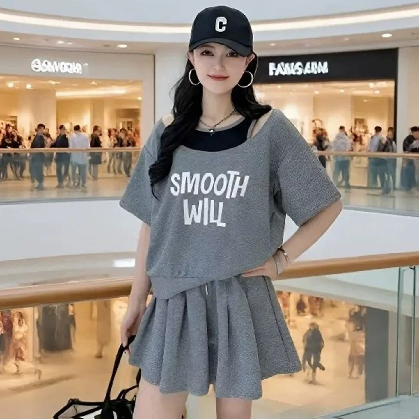 女夏季短袖短裙显瘦减龄运动套装图片