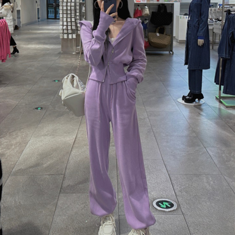初秋奶系穿搭卫衣休闲运动套装女