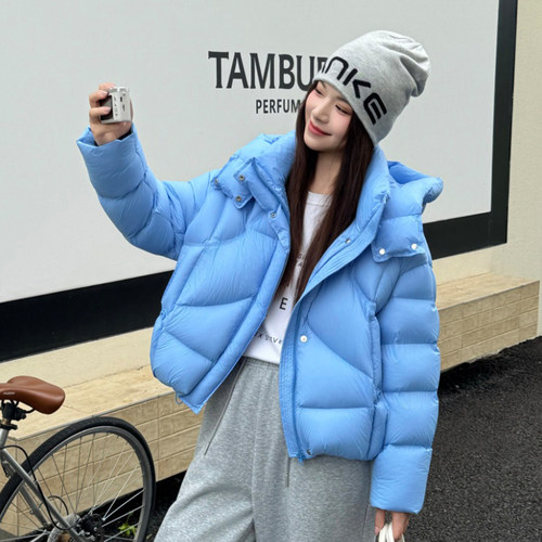 MSHR女短款加厚显瘦连帽羽绒服