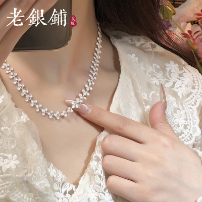 吴越老银铺足银太阳花项链百搭