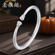吴越老银铺纯银999橘秋古法银手镯南瓜镯简约足银镯子百搭送女友