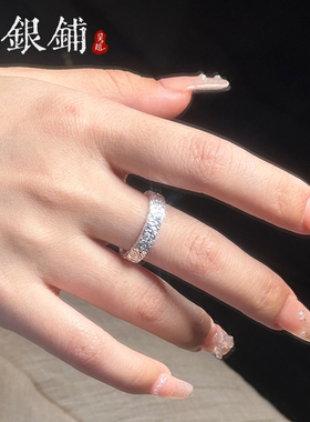 纯银碎冰冰戒指情侣对戒指环尾戒
