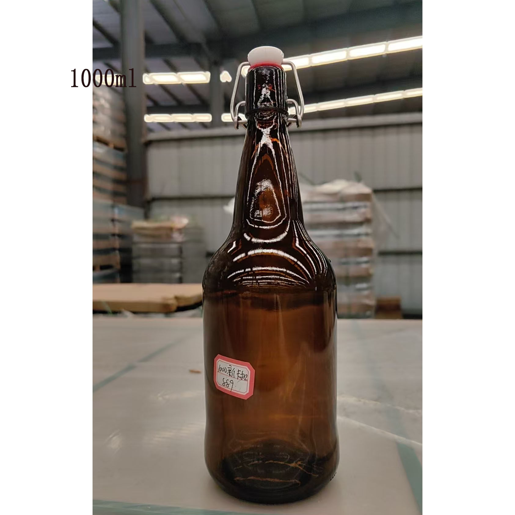 新款上市1000ml乐扣棕色玻璃瓶啤酒玻璃瓶汽水饮料瓶红酒空瓶