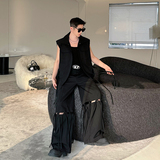 小众设计师高街机能休闲可拆卸飘带阔腿裤工装套装2435P215，男装休闲套装，电商C212