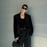 小众设计师高级百搭短款链条珍珠西装外套W2436P150，男装西服套装，电商C212