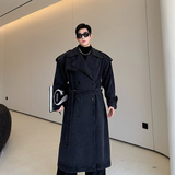 小众设计师美式复古重工水洗牛仔廓形长款风衣两色2496P260，男装风衣，电商C212