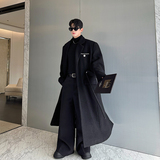 韩版设计师重榜加厚系带刺绣宽松羊毛呢大衣两色2522P275，男装毛呢大衣，电商C212