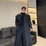 小众设计师美式复古重工水洗牛仔廓形长款风衣两色2496P260，男装风衣，电商C212