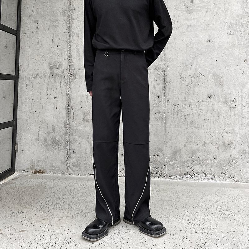 2022韩版个性时尚休闲宽松拉链直筒裤W0241P80，男装休闲裤，电商C212