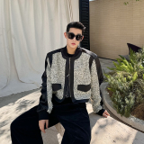 小众设计师撞色拼接小香短款夹克外套2422P145，男装夹克，电商C212