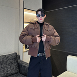 小众设计师机车短款可拆卸带帽羽绒服3673p230，男装羽绒服，电商C212