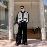 小众设计师撞色拼接小香短款夹克外套2422P145，男装夹克，电商C212