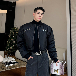 小众设计师机能加厚拉链工装抽绳短款棒球服棉衣外套2417 P145图片