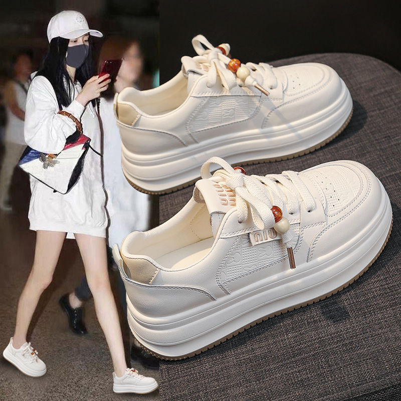 真皮厚底小白鞋女2025秋冬新款松糕透气增高鞋百搭街拍板鞋休闲鞋