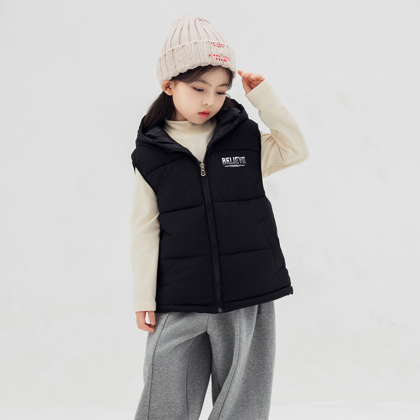 秋冬装2025新款儿童棉马甲连帽女童外穿加厚男童小童大童背心冬季