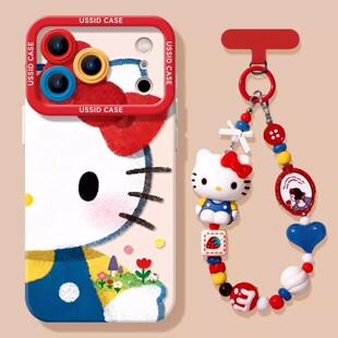 优思顿适用iphone17pro手机壳新款17苹果17Promax硅胶16可爱小猫带挂绳pro保护13好看14春天高级感红pm防摔15