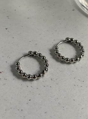 甜酷冷淡风小耳圈ins小众小圆球圆圈耳钉小巧精致通勤百搭耳饰女