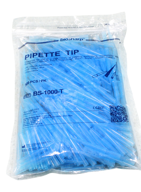 白鲨 Biosharp BS-1000-T 1000ul蓝色袋装吸头嘴 500个/包 非无菌