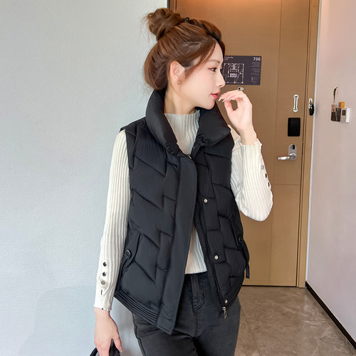 羽绒棉马甲女秋冬百搭2025新款欧货短款坎肩马夹加厚立领宽松外套