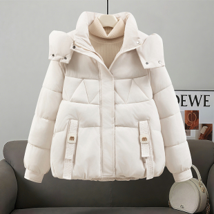 可拆卸帽加厚保暖显瘦外套棉衣潮棉袄 韩系羽绒棉服女短款 冬季 新款
