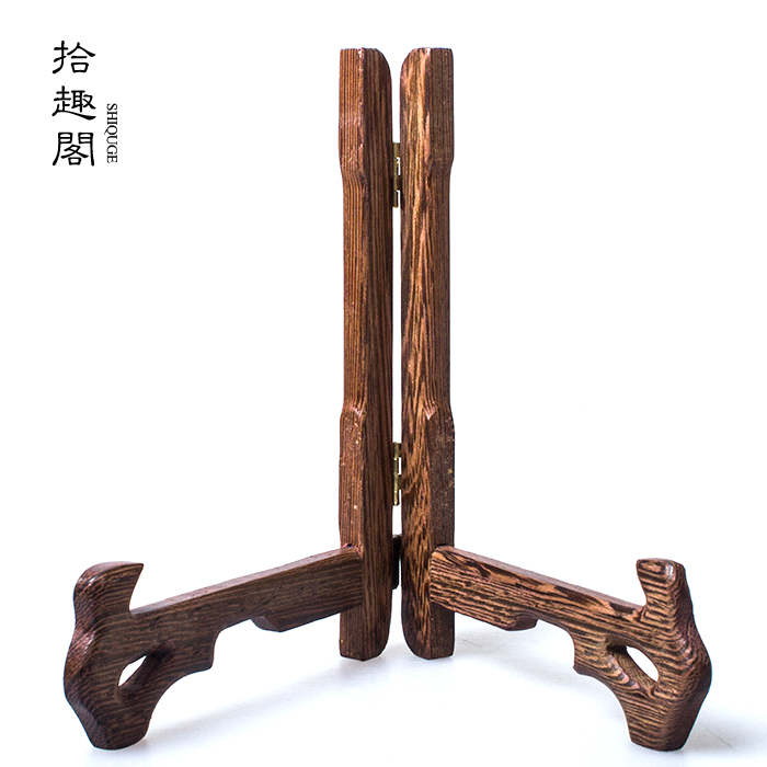 鸡翅木盘托架红木架子实木茶道炭雕 普洱茶架展示架 普洱茶饼支架