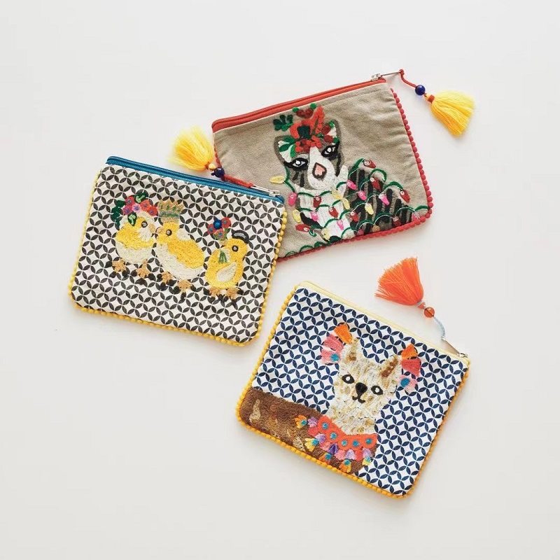 日本KarmaLiving手工刺绣化妆包