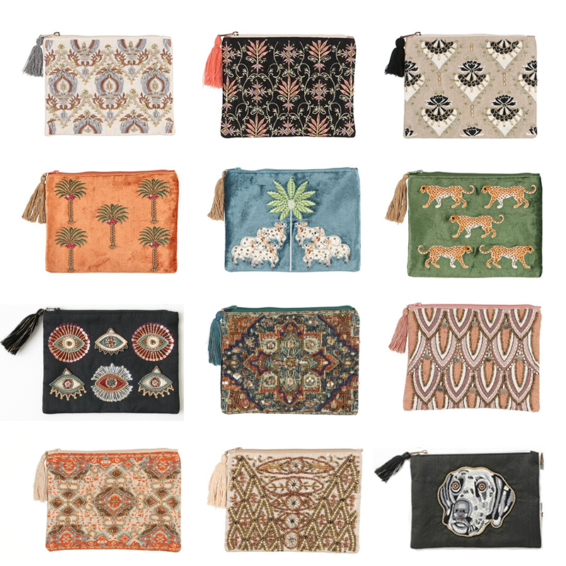 COTTAGE印度手工刺绣花串珠小包