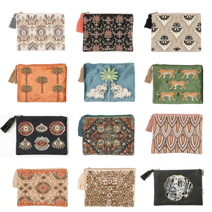COTTAGE印度手工刺绣花串珠化妆包便携零钱饰品收纳随身大号系列