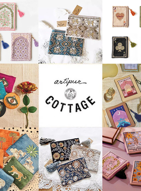 COTTAGE印度手工刺绣花串珠化妆包零钱饰品收纳随身女用小号系列