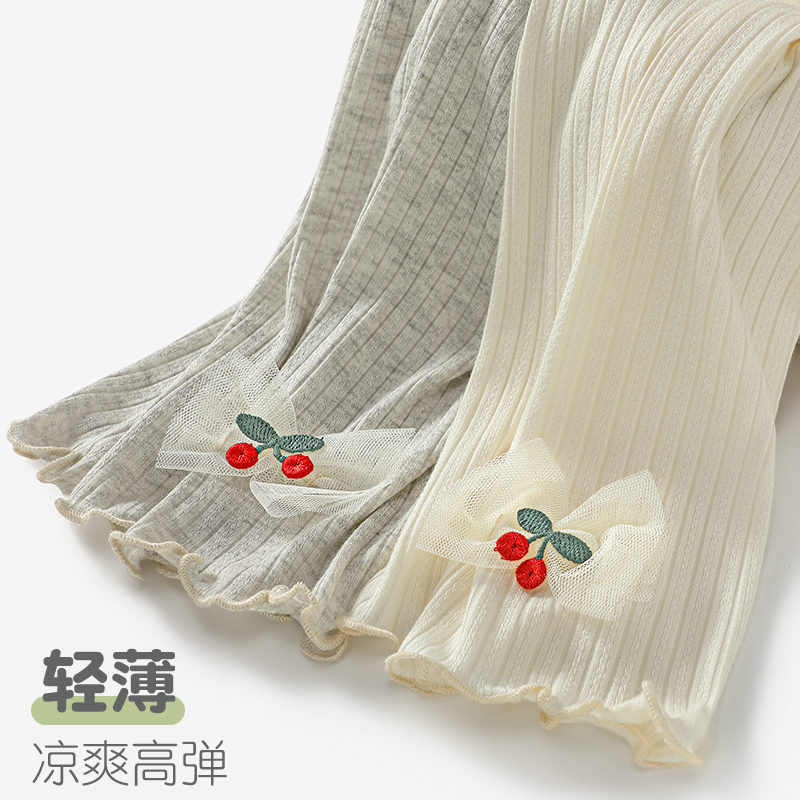 女童夏季外穿莫代尔超薄款打底裤幼儿童宝宝小童休闲七分裤灰白色