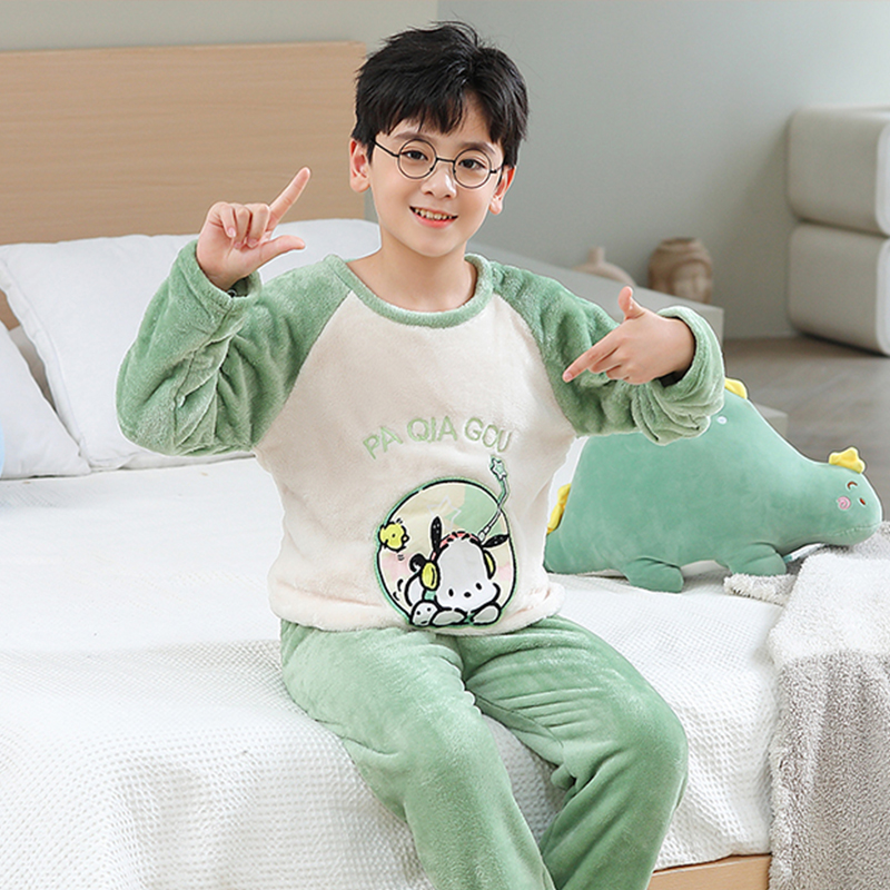 男童睡衣珊瑚绒冬季2025新款薄款公主风儿童大女孩秋法兰绒家居服