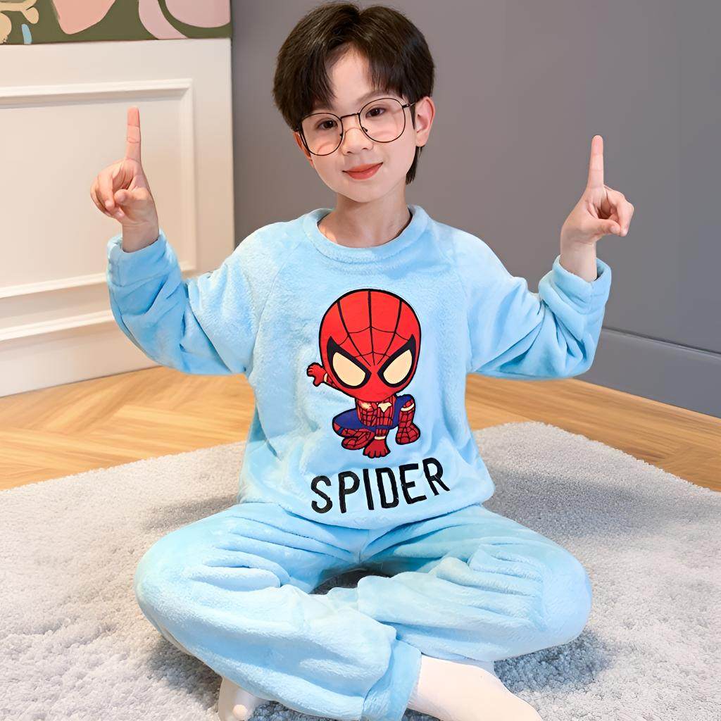 珊瑚绒睡衣男童冬季法兰绒保暖套装2025新款中大童男孩女童家居服